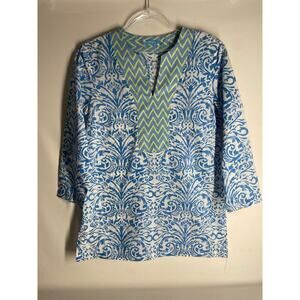 J McLaughlin Blue Floral Tunic Blue White Mixed Print Size XS Women's